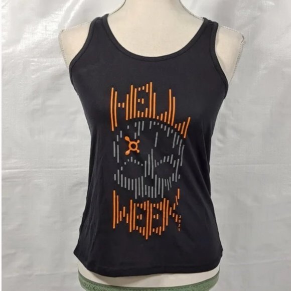 💀🧡Orangetheory Hell Week Racerback Tank Top/ reflection skull - Picture 2 of 7